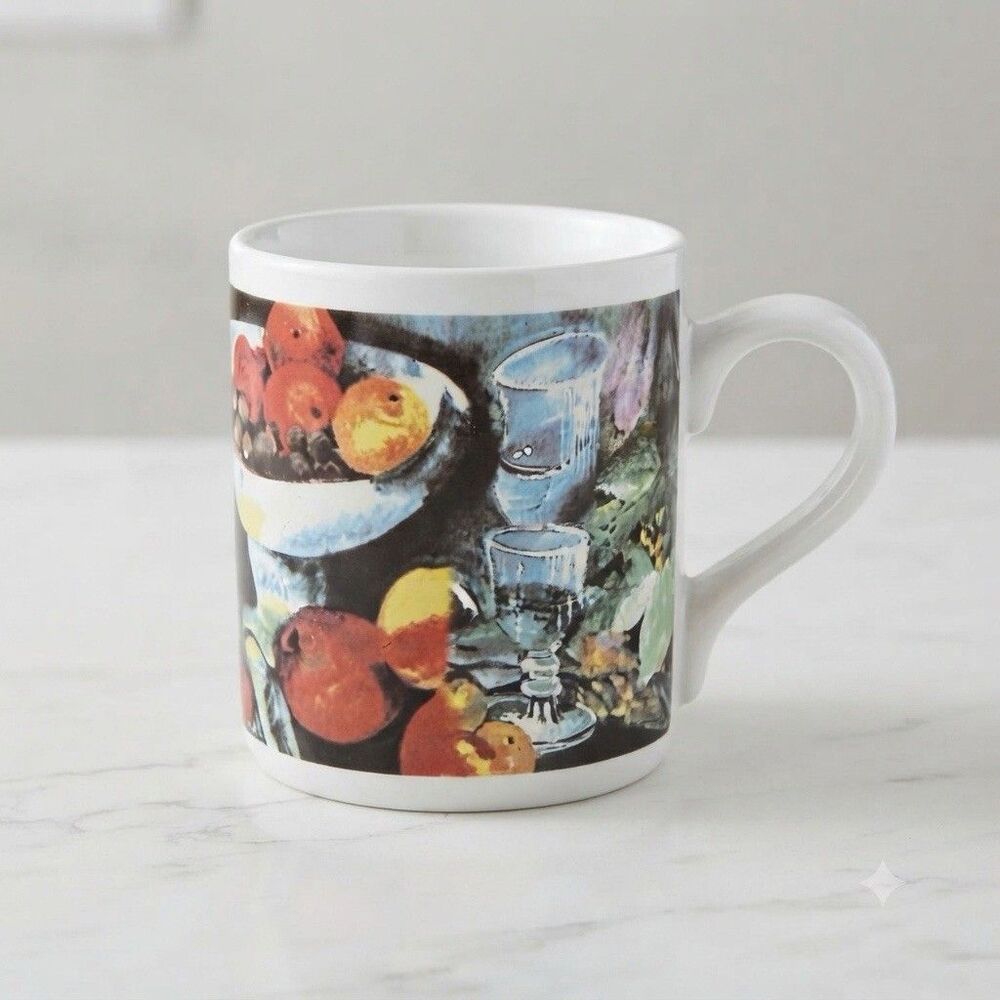 Gibson Master Piece Fruit Still Life Coffee Mug 16 oz Large Vintage Style Cup